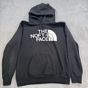 THE NORTH FACE Hoodie Mens L Black Half Dome Logo Sweatshirt Fleece Pullover